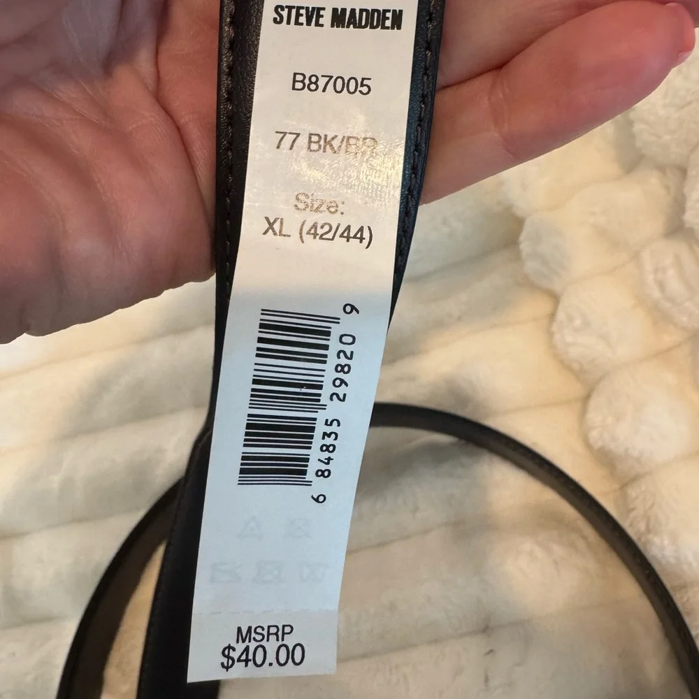 Steve Madden Men's Casual Leather Belt Black/Brown 42 Inch NEW